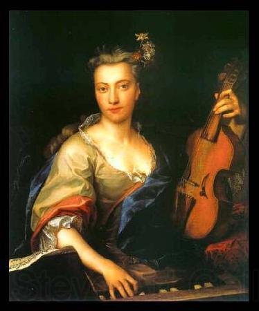 unknow artist Portrait of Young Woman Playing the Viola da Gamba Spain oil painting art